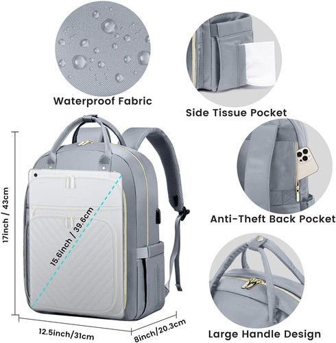 Large Travel Laptop Backpack for Women, Carry On Backpack with USB Charging Port - Picture 6 of 12
