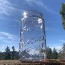 Kerr Economy Trademark Chicago Wide-mouth Quart Fruit Jar Purple Bubbles Wavy