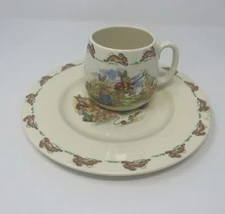 Vintage Royal Doulton BUNNYKINS Child’s Cup& Plate English Fine Bone China