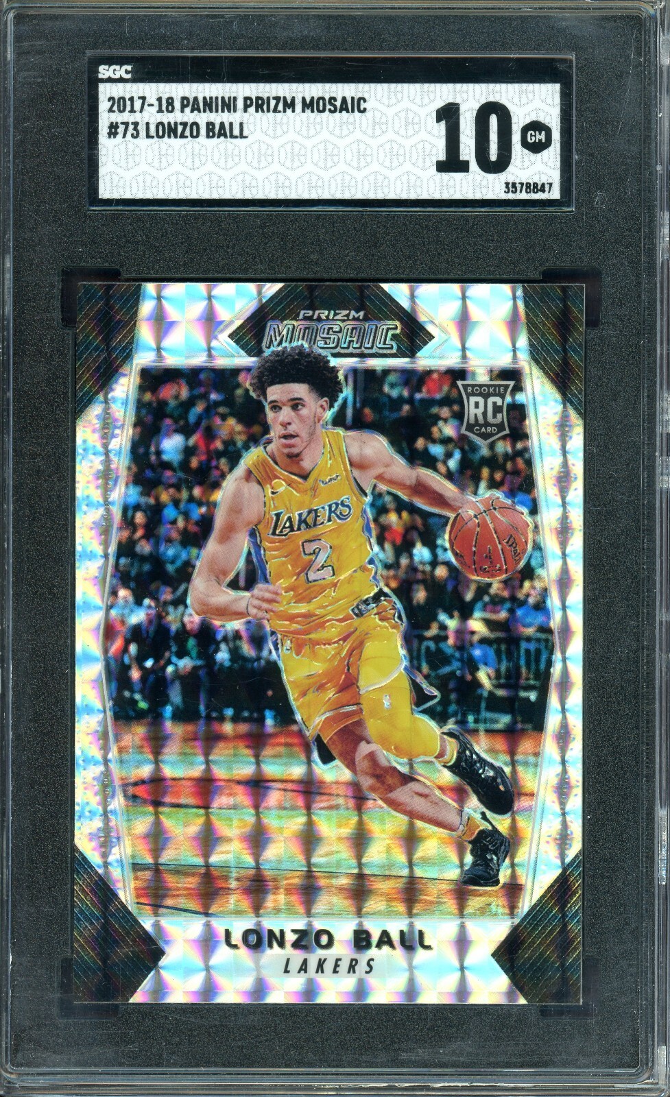 LONZO BALL ~ 2017-18 Panini Prizm Mosaic Rookie RC #73 ~ Graded SGC 10 GEM MINT