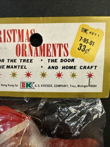 Kresge Kmart Vintage Weihnachtsmann Weihnachtsschmuck Kunststoff beflockt Neu in Verpackung Neu aus altem Lagerbestand cool - Bild 4 von 18