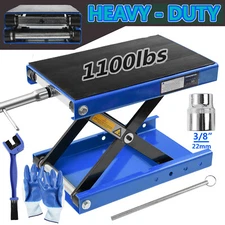 Heavy Duty Motorcycle 1100lb Scissor Jack Lift Wide Deck Hoist Stand ATV Bike BL