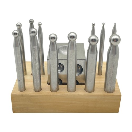 14 Pieces Metal Forming Tool Kit Dapping Doming Punch Block Great for Shaping - Picture 7 of 8