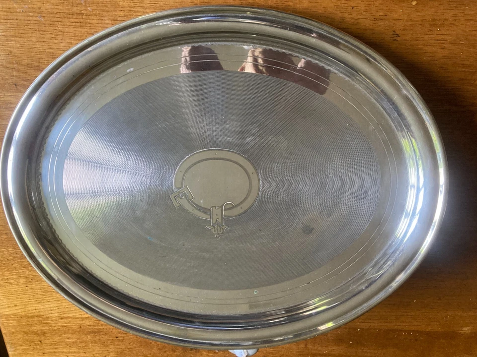 Старинный большой антикварный викторианский серебряный сервировочный поднос Butlers 1890 г. - Изображение 3 из 4