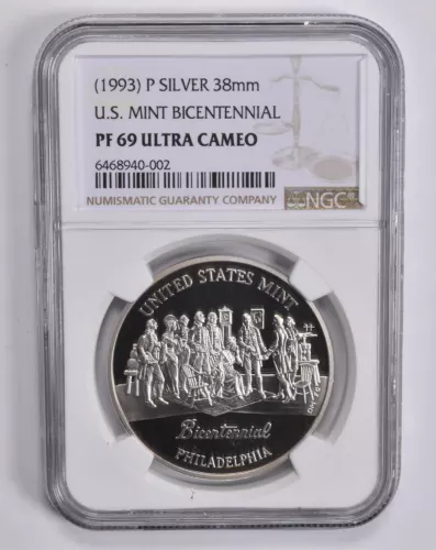 PF69 UCAM (1993)-P U.S. Mint Bicentennial Silver Medal 38mm NGC *5586
