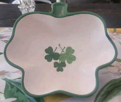 Ceramic Irish Clover Shaped Dip/Trinket/Good Luck All Year Bowl Mothers Day