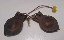 Vintage Hand Carved Wooden Set Of Castanets Wood Clappers Noisemakers Percussion