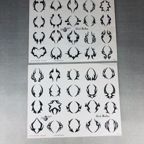 Tattoo Flash Sheet Set Vintage style art 10 color with outline pairs Plus 2 more - Picture 12 of 15