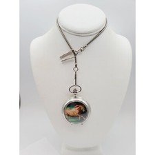 silver tone Hanslin horse Quartz pocket watch 15"