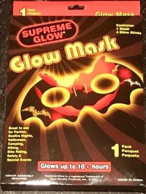 3 Pack ORANGE BAT GLOWING HALF MASKS 4 Sticks Light Up Halloween Glow Glasses