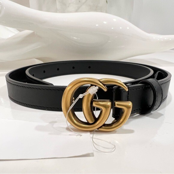 Gucci double G 2cm leather belt 32
