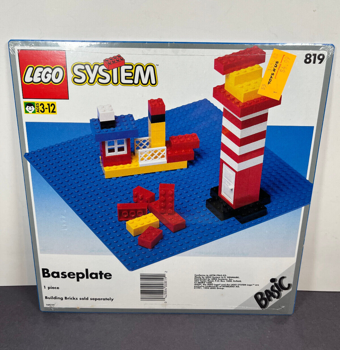 LEGO System Basic Blue Baseplate Set 819 Building Set Vintage 1994