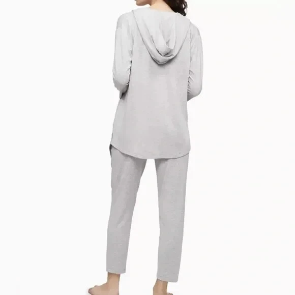 Sudadera con capucha abierta Pure Rib para mujer Calvin Klein, gris jaspeado061, grande. Foto 2 de 2