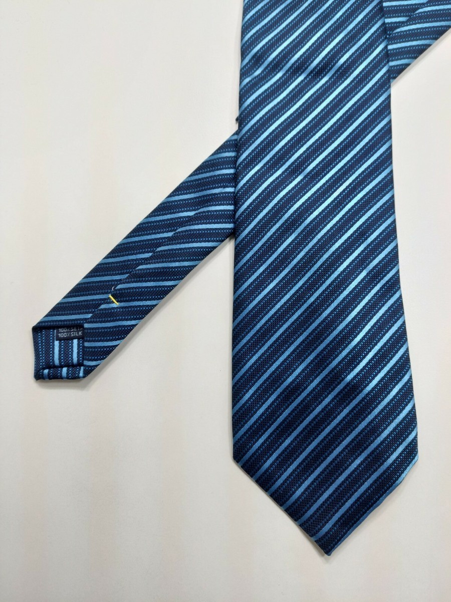 Cravate Corneliani En Soie 100% - Set à Rayures Gris/bleu, Neuve Sans étiquette, Luxe Italien