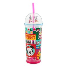 BNWT Disney Store Mickey Mouse & Friends Holiday SnowGlobe Tumbler with Straw
