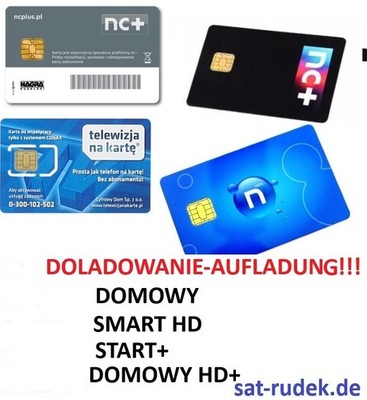 TNK, SmartHD NC+ Start +Polska Telewizja na karte Doładowanie Aufladung,Expres