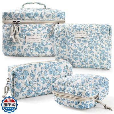 NATINSA Cute Makeup Bag for Women(2 Pcs), Travel Cosmetic Bags, Quilted Coque