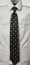 Zipperfect Men's Tie Black Geometric Pattern 22in x 3.5in USA Made
