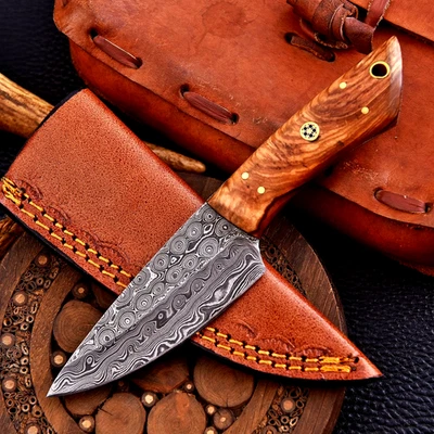 M DAMASCUS Custom Hand Made Damascus Hunting Skinning Knife Hand Forged Damascus Steel 2941