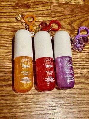  Solo En Ibiza 3 Shimmer Keychain Set- Valencia, Madrid, Granada NEW VIRAL