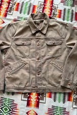 RRL Ralph Lauren Distressed Cotton Canvas Trucker Jacket Men's Size L Rare Used