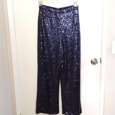 Revelry Blue Sequin Wide Leg High Rise Pants Size 4 Party Glam Holiday