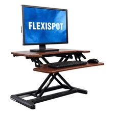FlexiSpot Stand up Desk Converter 28" W Deep Keyboard Tray Mahogany M7N-US