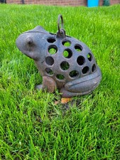 reclaimed heavy antique Cast Iron Frog Lantern Candle Holder Vintage garden DIY