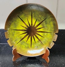 Bovano of Cheshire Enamel On Copper Ashtray with Starburst Design Made In USA