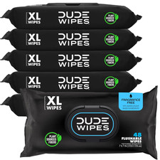 Unscented Flushable Wipes - Extra-Large Adult Wet Wipes for Sensitive Skin - 6 P