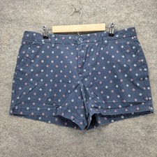 Magellan Outdoors Shorts Womens 16 Blue Geometric Chino Stretch 3.5 Inseam