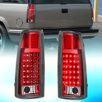 FOR 88-98 C/K C10 GMT400 1500/2500/3500 SIERRA CHROME RED LED
