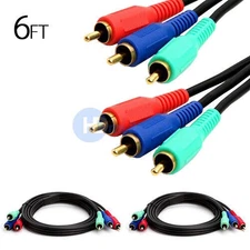 6 FT 3 RCA Component Video Cable RGB HDTV DVD VCR 6 feet - PACK of 2