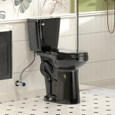 21" Tall Two Piece Toilets for Seniors Elongated Bowl Soft-Close Seat Black