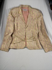 Kay Unger pink and gold brocade blazer with a geometric design Size 8