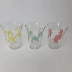 Vintage 1950's Set Of Three Libbey Glasses Camel, Elephant, Giraffe 4oz
