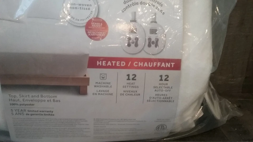 Juego de 12 almohadillas térmicas acolchadas acolchadas Sunbeam eléctricas Queen 80" x 60" Foto 3 de 4