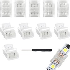 10Pcs 3 Pin 8mm LED Strip Connectors Upgraded Gapless Solderless Strip to Str...