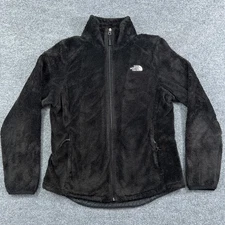 The North Face Osito 2 Jacket Womens Large Black Fuzzy Fleece Full Zip Warm Logo