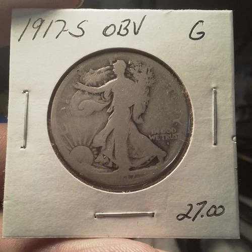 antique 1917-S Liberty Walking Half Dollar San Francisco Good Cond Circulated