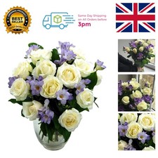 Elegant Amethyst Bouquet of White Roses & Purple Freesia - Next Day Delivery