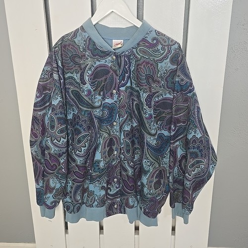 G.W. Division of Graff Blue Paisley VTG Button Up Jacket 20 Grannycore Retro