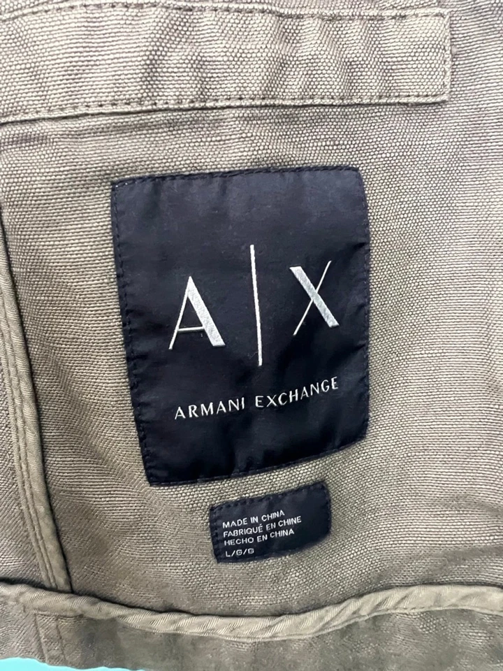 Armani Exchange Men’s Olive Green Cotton Linen Blazer Jacket Size L Casual Sport - Image 3 of 4