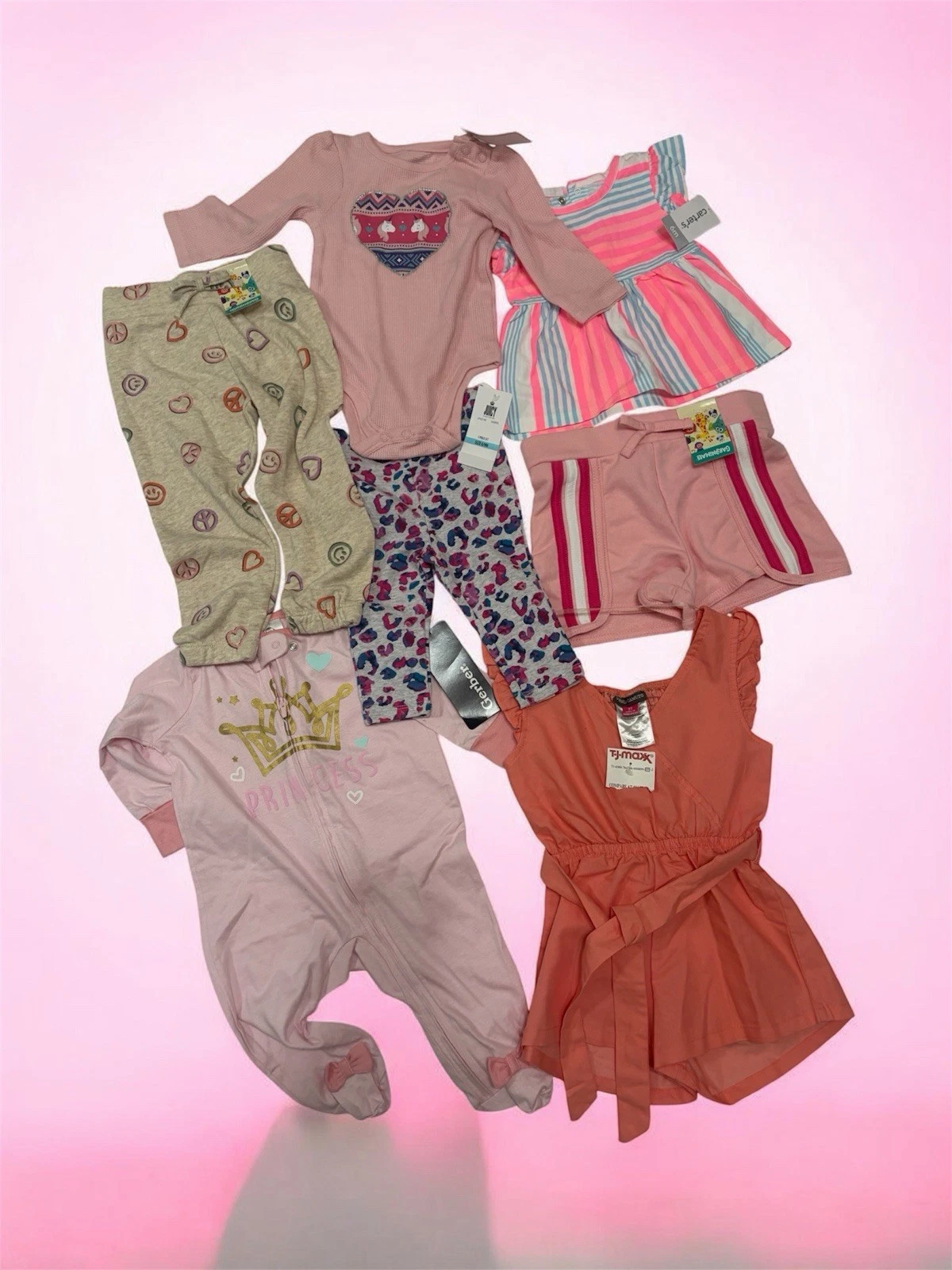 Baby Girl Clothing Lot 6-9M Gerber,Garanimals, Old Navy -7 Pieces New