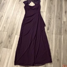XSCAPE By Joanna Chen Purple Maxi Dress Lace Keyhole Size 8 Prom Bridesmaid