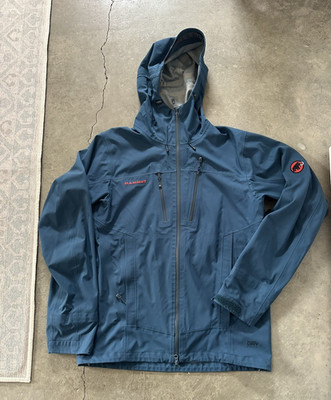 Mammut Blue Hooded Shell Rain Jacket Men's M (Needs Reproofing)