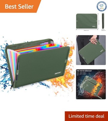 Fireproof 13 Pocket Expanding File Folder - A4/Letter Size Document Organizer