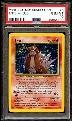 PSA 10 GEM MINT Entei 6/64 DOUBLE HOLO ERROR Neo Revelation