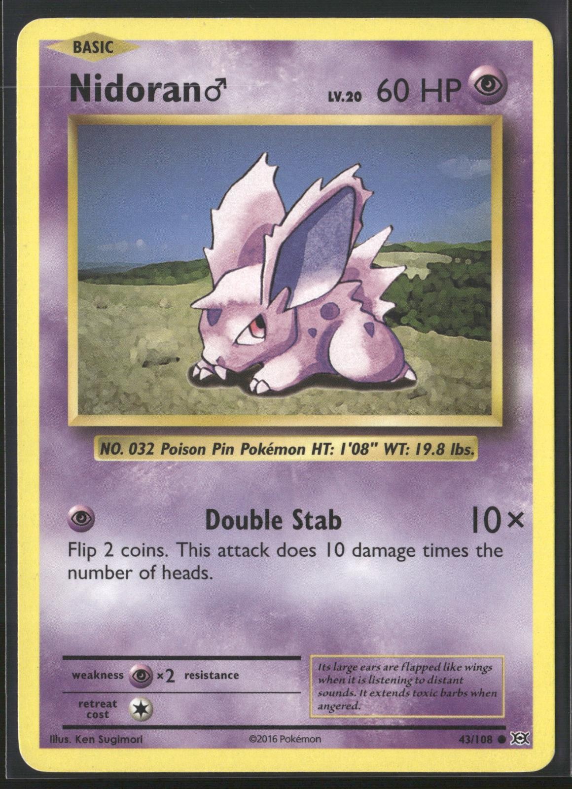 Nidoran M 43/108 Common Evolutions Pokemon Lightly Played