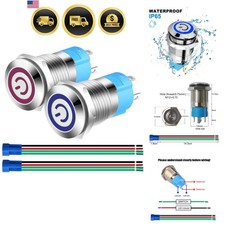2pcs 0.47"/12mm Stainless Steel Self-locking Latching Push Button Switch 12V-...